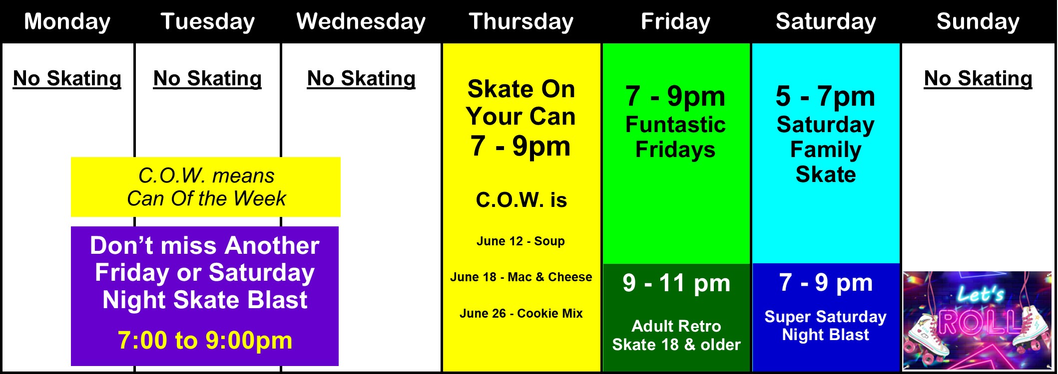 2025 - June Calendar One Week End of June